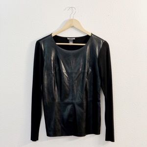 Chelsea & Theodore | Long Sleeve Faux Leather Top